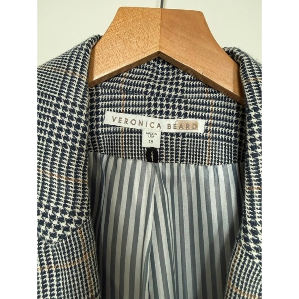 Veronica Beard Miller Dickey Blazer | Grey & Navy Glenplaid | RARE Size 18 - Picture 5 of 14